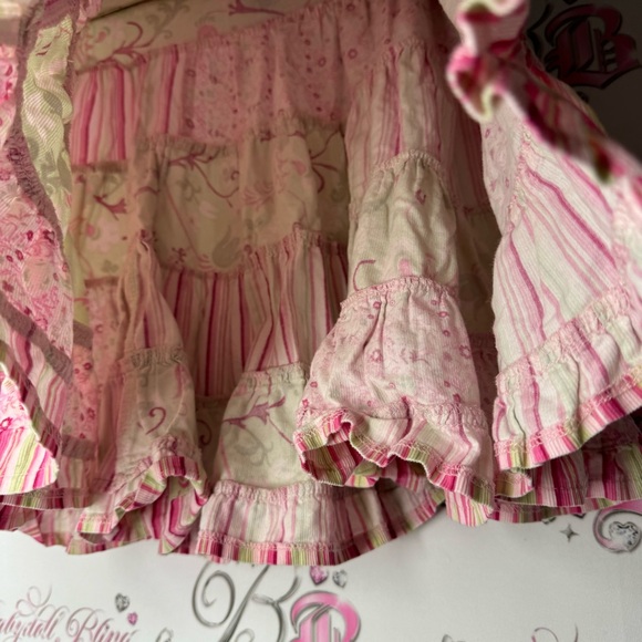 Pumpkin patch skirt tiered ruffle, frills, lime, green, pink, cute floral Y2K - Picture 6 of 8